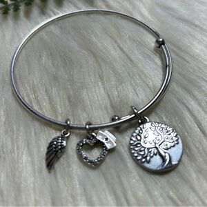 Nurse Tree of Life wings Charms silver tone bangle bracelet